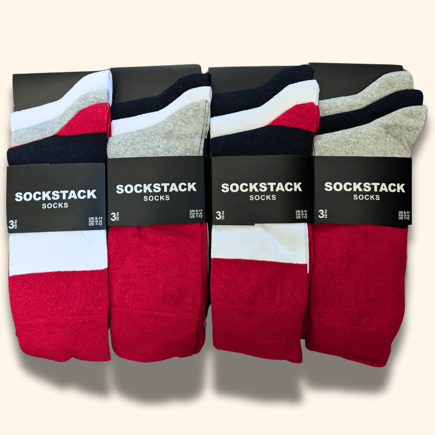 12 Pairs Men's Soft Cotton Colourful Heel Toe Black Argyle Diamond Easycare Comfortable Shoe Socks Flat Toe Seam Durable Work School Business Wear UK 6-11 by Sock Stack