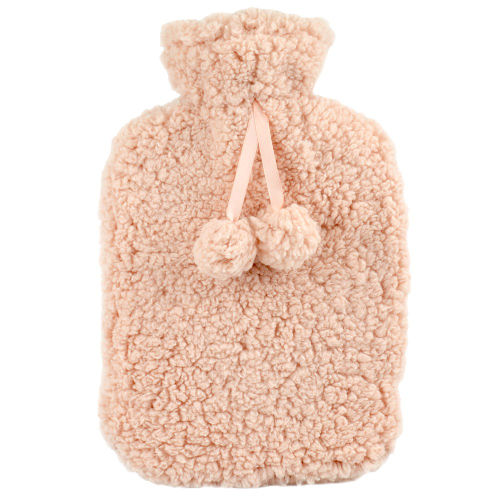 Teddy Fur Hot Water Bottle Pink