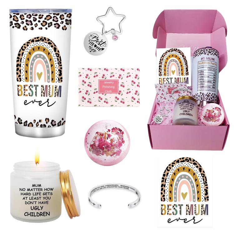 Gifts for Mum: Birthday & Christmas Gift Box with Tumbler, Candle & More