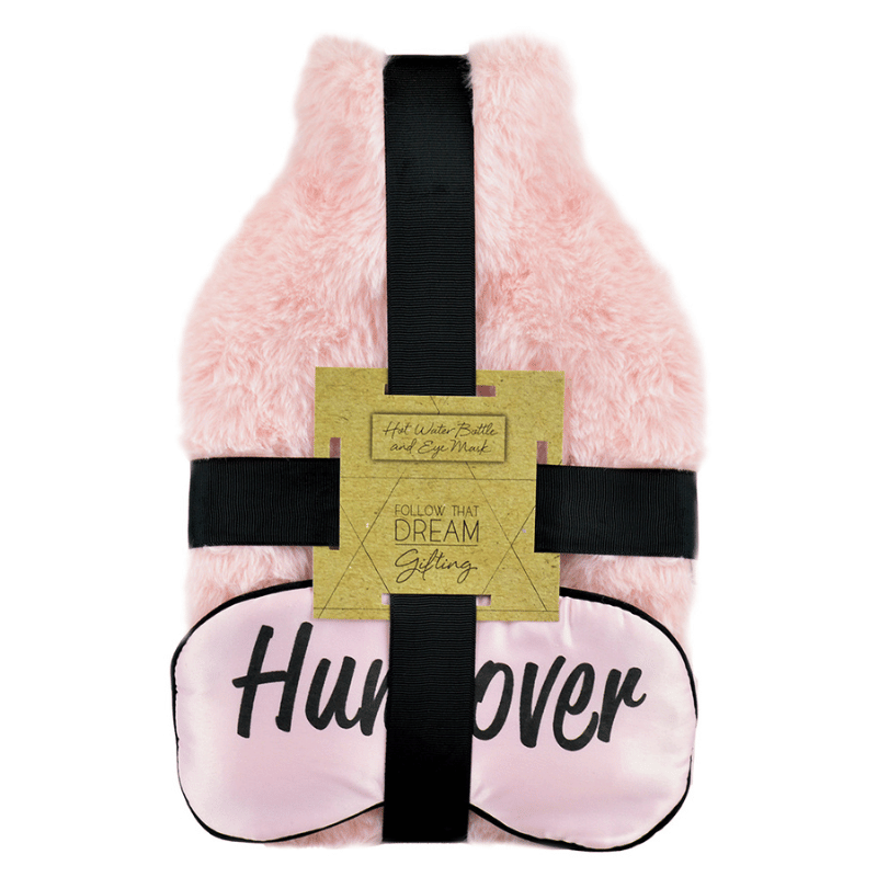 1.5 Litre Hot Water Bottle With Slogan Eye Mask Pink