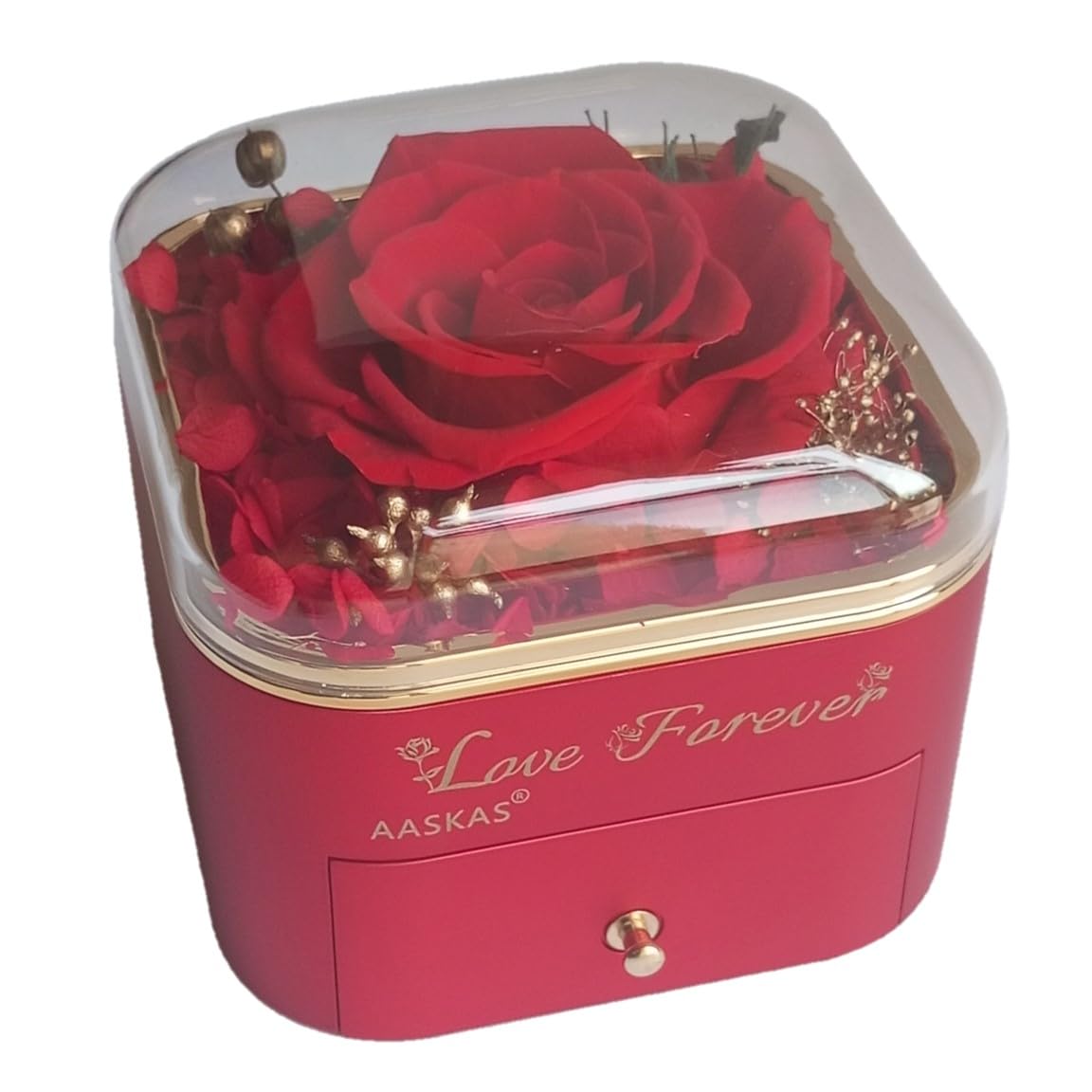 Eternal Red Rose Box & 'I Love You' Necklace | Perfect Gift for Her on Special Occasions
