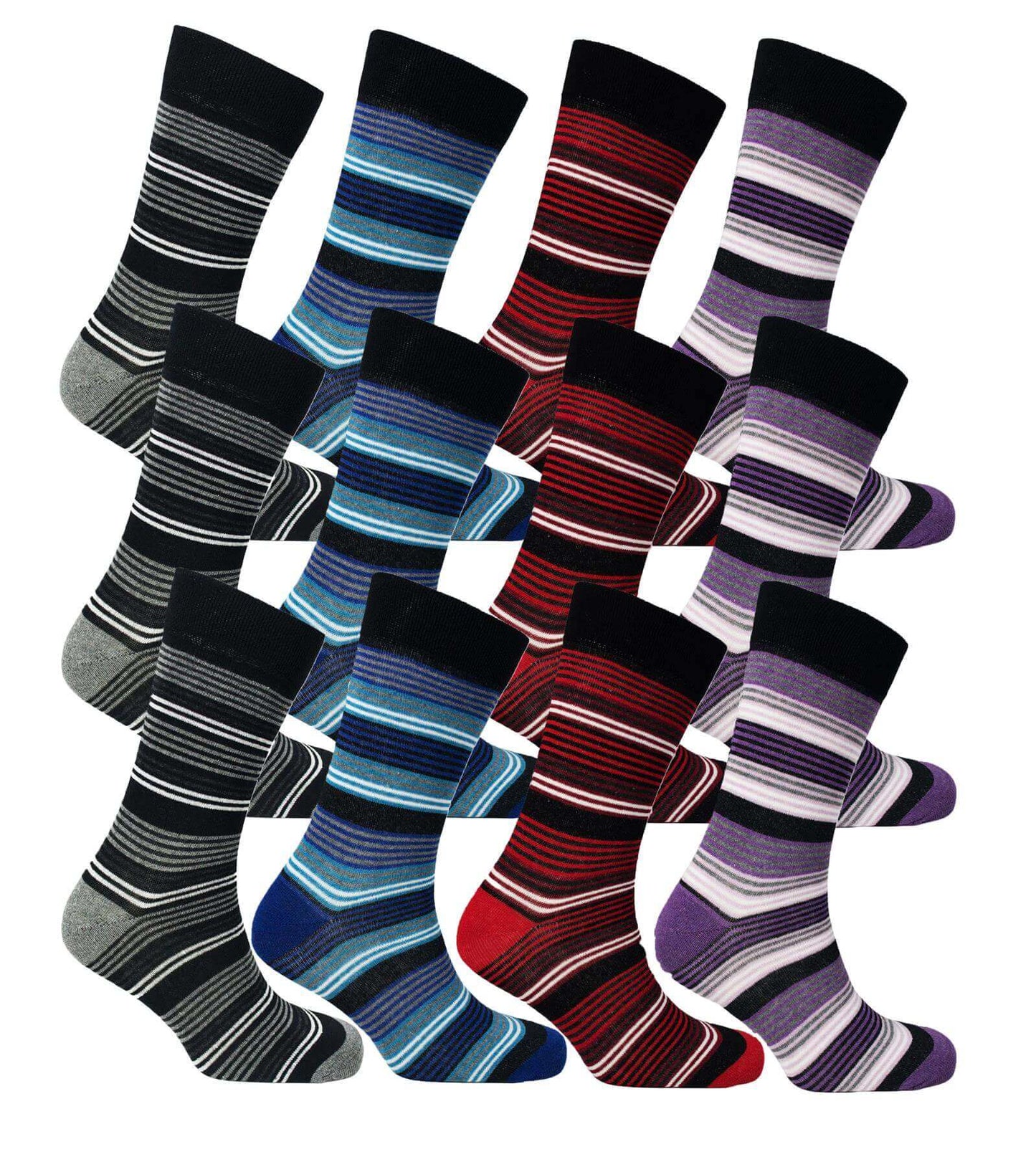 12 Pairs Men's Colourful Heel Toe Black Argyle Diamond Socks Comfort Fit Cotton Rich Durable Work Sock Ultra-Smooth Flat Toe Seam Comfortable School Business Wear UK 6-11 by Sock Stack