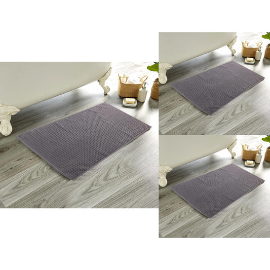 Pack of 3 Luxe Ultra-Soft Deep Cotton Pile Bathmats Handcrafted Eco-Friendly Absorbent Quick-Drying Premium Cotton Rug for Bathroom Decor by OLIVIA ROCCO