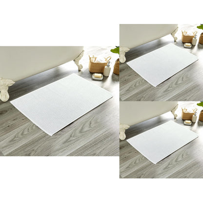 Pack of 3 Luxe Ultra-Soft Deep Cotton Pile Bathmats Handcrafted Eco-Friendly Absorbent Quick-Drying Premium Cotton Rug for Bathroom Decor by OLIVIA ROCCO