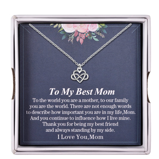 Infinity Heart Necklace for Mum - Silver Plated Stainless Steel Pendant - Perfect Gift for Mother's Day