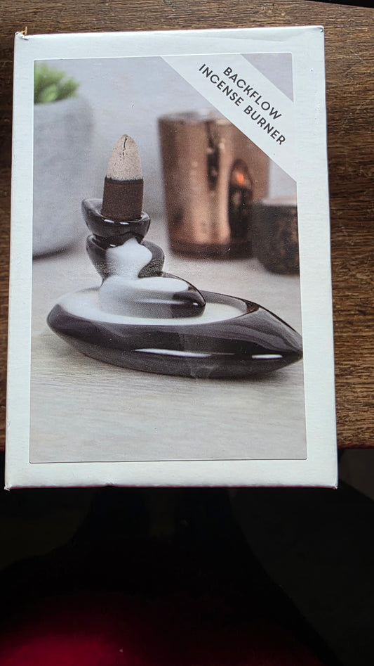 Backlow incense burners and pack of 20 incense cones