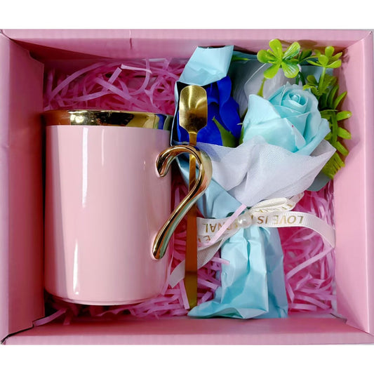 Pink Mug, Spoon and Flower Boutique Boxed Gift Set