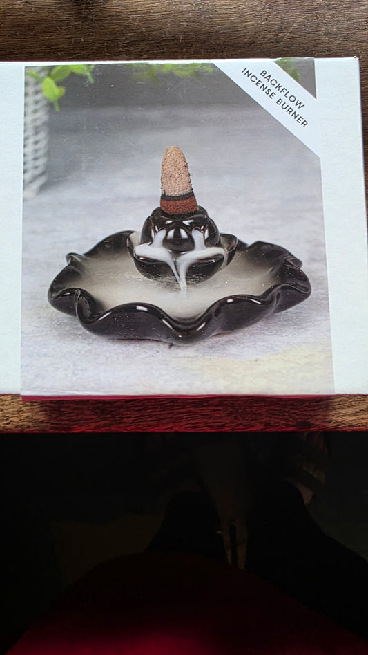 Backlow incense burners and pack of 20 incense cones