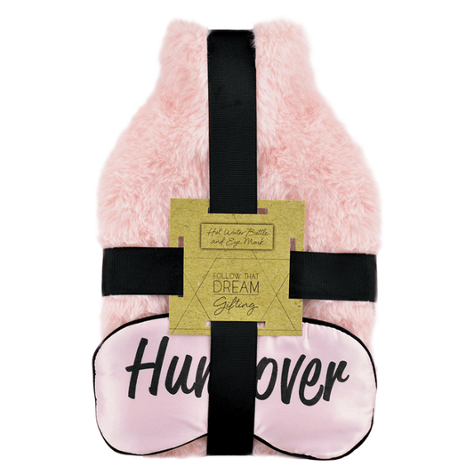 1.5 Litre Hot Water Bottle With Slogan Eye Mask Pink