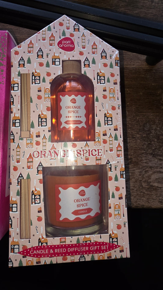 Pan aroma reed diffuser and candle gift set