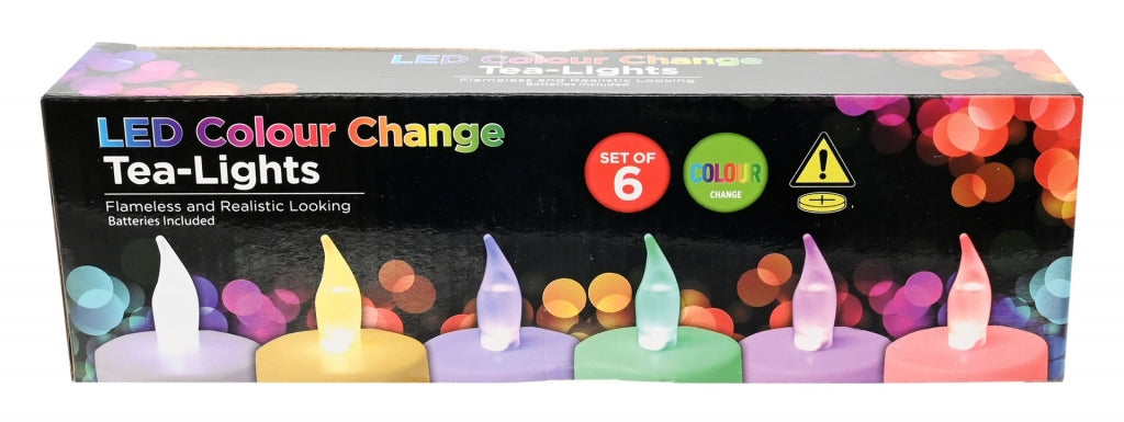 LED TEALIGHT CANDLE 6PC COLOUR CHANGE