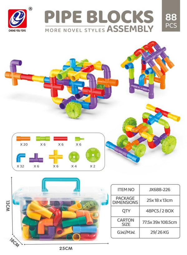 88-Piece Pipe Blocks Assembly Set – Creative & Educational Construction Toy