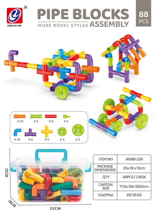 88-Piece Pipe Blocks Assembly Set – Creative & Educational Construction Toy