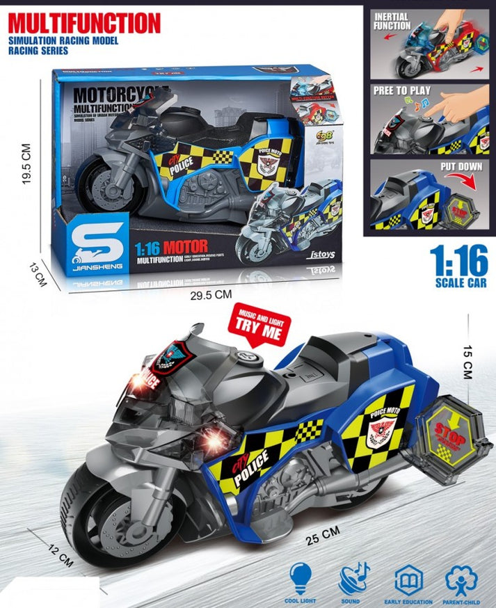 Police Motorcycle Toy for Kids – Realistic Siren, Engine Sounds & Headlights